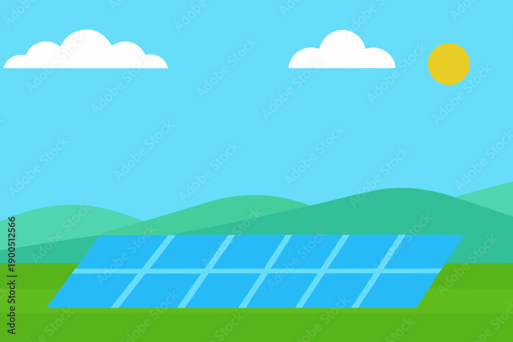 Obraz premium Minimal Solar Energy Landscape Vector