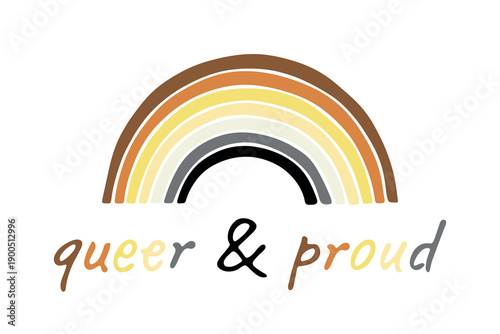 Colorful rainbow shape Bear brotherhood pride flag Happy pride day LGBTQIA community Pride Month Vector hand drawn doodle for posters, stickers, logo, cards