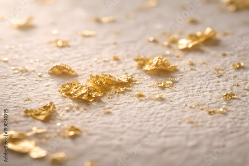 Gold leaf texture on traditional Japanese Washi paper background