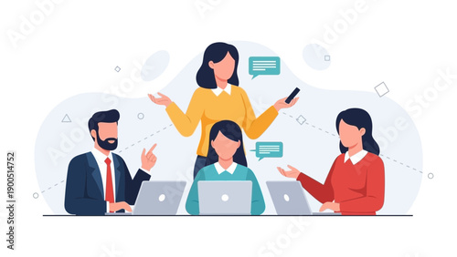 Teamwork meeting, business communication, collaboration, discussion, strategy planning