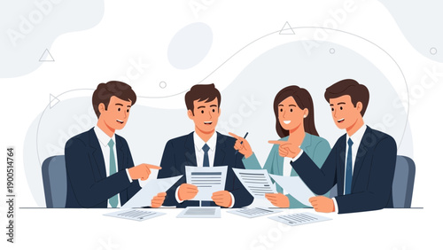 Diverse business team meeting, discussing documents and planning strategy