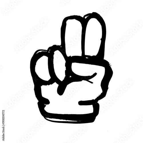 Peace hand gesture graffiti vector. Hand drawn urban street art style fingers symbol for unity branding, trendy stickers, and creative streetwear graphic elements.