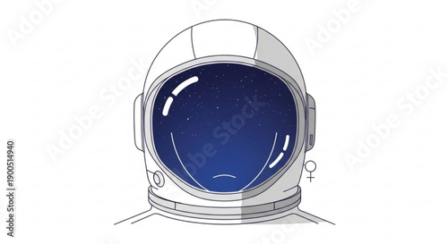 Astronaut helmet with reflective blue visor sleek white design minimalist illustration space exploration theme futuristic protective gear cosmic adventure symbol