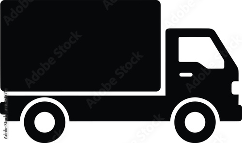 Black truck with white outline vehicle delivery transport