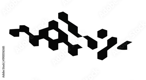 Abstract geometric pattern with interconnected shapes and shadows