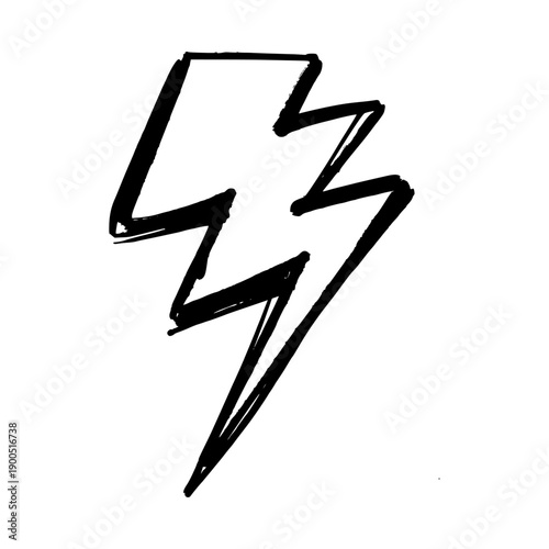 Graffiti thunder lightning bolt vector. Hand drawn urban street art style flash symbol for power, energy, and trendy streetwear graphic design elements.