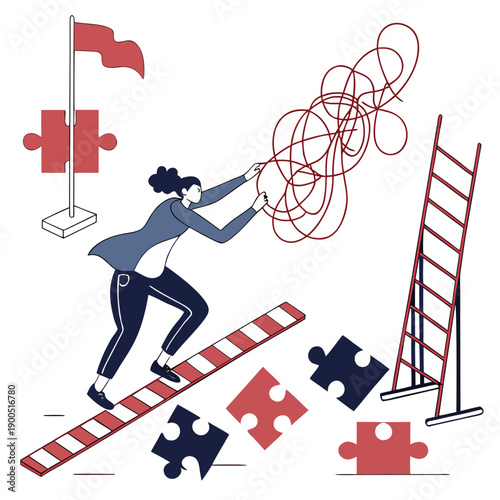 Daily Obstacles Overcome Illustration  White Backg (2) SVG Vector Illustration