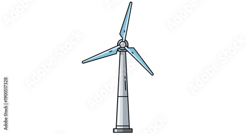 Illustration of a Modern Wind Turbine with Blue Blades