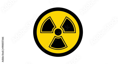 Radiation Hazard Symbol in Yellow and Black on White Background