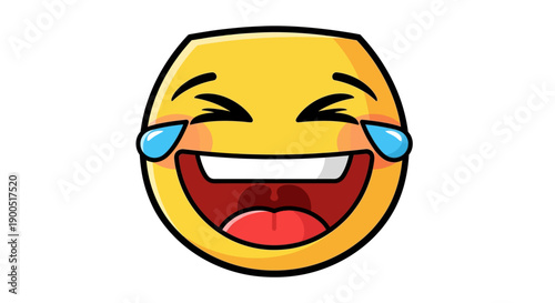 Laughing Emoji with Tears of Joy in Cartoon Style