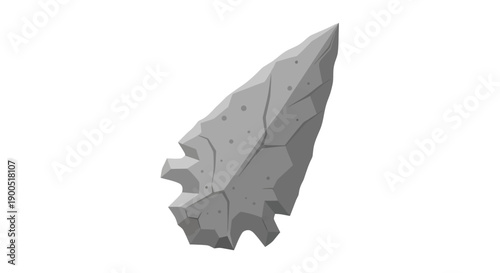 Gray Stone Arrowhead Isolated on White Background