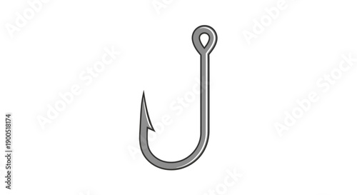 Simple metal fishing hook isolated on white background