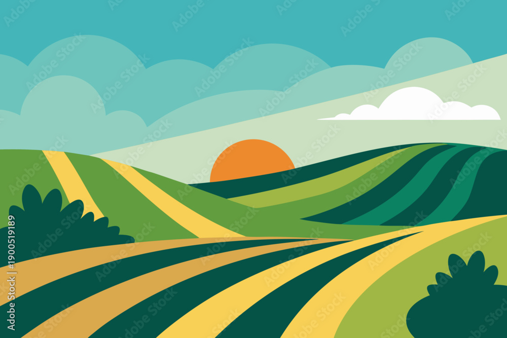 Obraz premium Minimal Countryside Landscape Vector