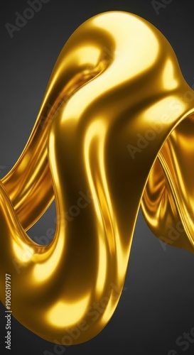 Smooth, highly reflective, swirling band of rich golden liquid flows against a dark background.