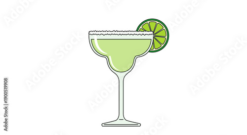 Vector illustration of a margarita cocktail with lime slice