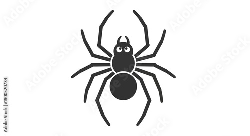 Simple black silhouette of spider on white background