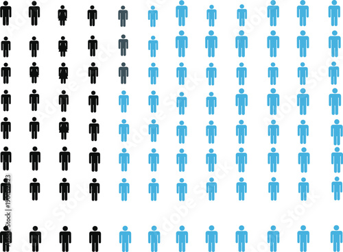 Population statistics concept illustration, people icons grid, demographic data visualization, human resources, social structure, community analysis, workforce distribution