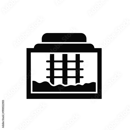 Aquarium with submerged grate and wavy water surface represents underwater life and aquatic environment