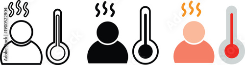 Fever high temperature icon. Critical fever high temperature sign. Temperature monitor symbol. flat style.