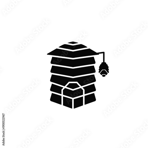 Beehive apiary wooden house icon isolated on white background honey farm production industry equipment symbol agriculture business collection organic food natural sweet honeycomb gift