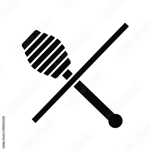 Honey dipper sticks crossed icon for kitchen utensils and food service branding featuring wooden server tools for sweet syrup and honey serving isolated on white background design