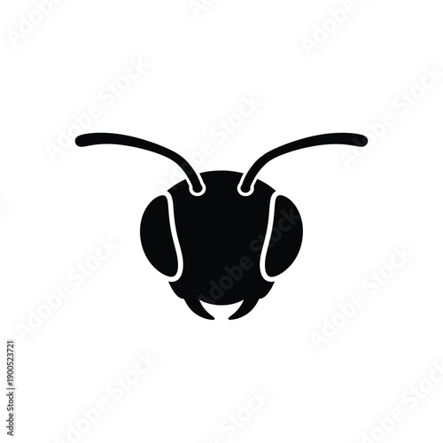 Ant head icon black silhouette for pest control services entomology studies or educational insect identification materials