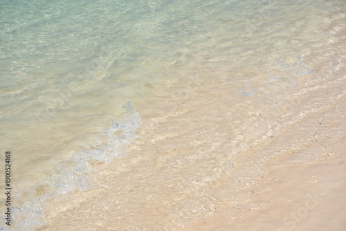 Tableau sur toile Tropical Nature sand sea and summer sea water with beautiful bright sunlight