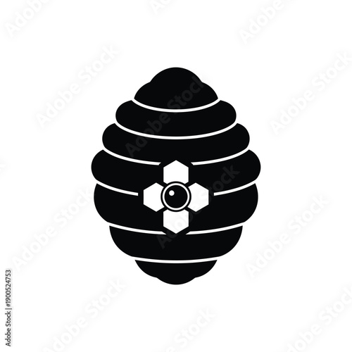 Beehive icon for apps and website. bee house in black color on white background. honey production concept. simple vector illustration