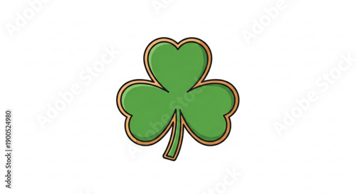 Four leaf clover illustration with green and red outline on white background symbolizing good luck and fortune