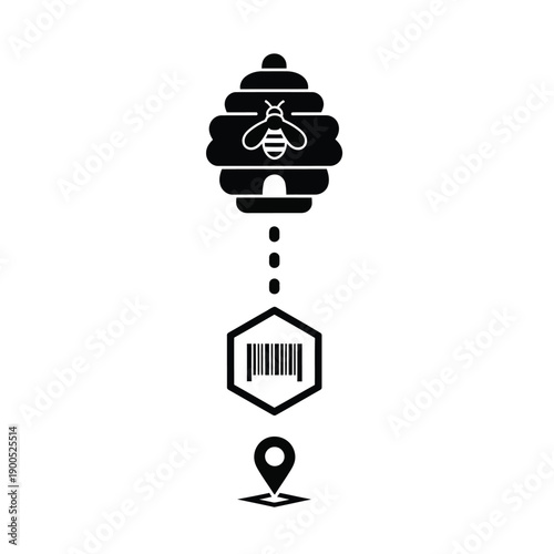 Photos Beehive barcode location tracking an icon representing a beehive connected to a