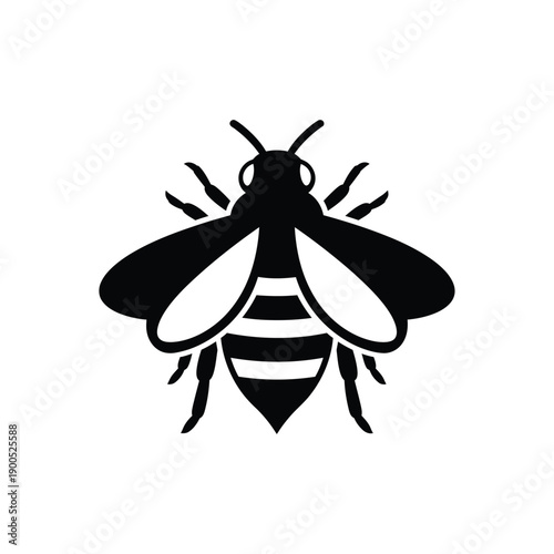 Honey bee insect icon flat vector illustration for beekeeping branding graphic design animal silhouette isolated on white background bumblebee sting honey farm nature concept art