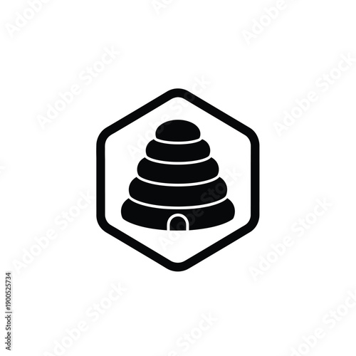 Beehive in hexagon icon, simple vector stock illustration for apiculture and honey production, modern and minimalist design element
