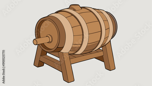 Wooden wine barrel illustration