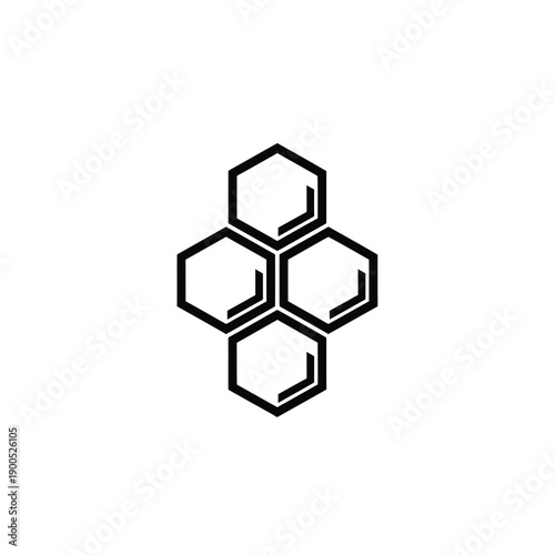 Hexagonal honeycomb cell vector icon for honey branding design projects black line art illustration of wax comb pattern for organic bee products and nature themes isolated on white