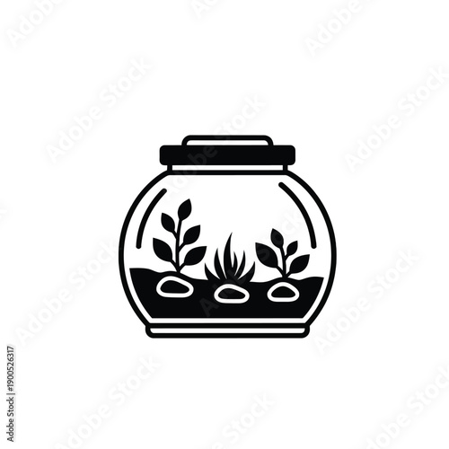 Closed terrarium in glass jar with thriving plants representing self-sustaining miniature ecosystem decorative element for home or office greenery botanical display