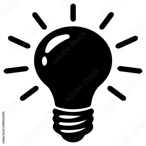 Illuminated Light Bulb Icon Representing Creativity and Bright Ideas
