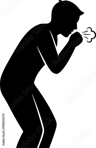 Silhouette person coughing illness sickness respiratory health medical symptom icon vector vector
