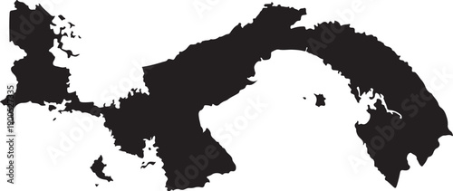 Print Panama Map Silhouette, Central America Country Outline, Black and White Vector Graphic