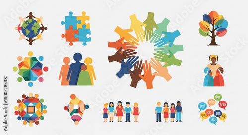 Diverse group of people coming together in unity and cooperation