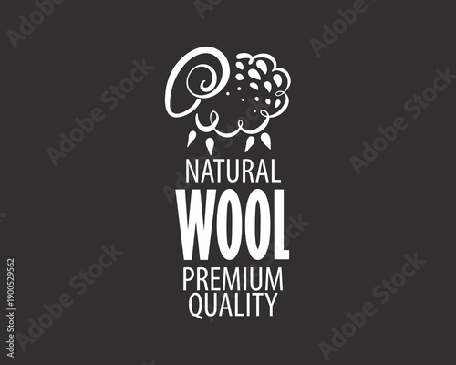 Stylized sheep with yarn symbol. Simple geometric design for wool branding. Elegant vintage seal style representing wool and yarn craftsmanship