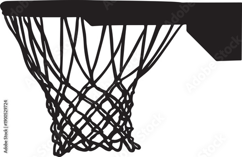 Print Basketball Hoop and Net Silhouette - Sports Equipment for Game Play and Competition