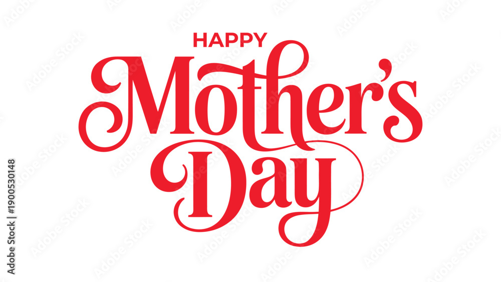 Naklejka premium Happy mother’s day bold red typography lettering design isolated on white background for greeting cards banners posters social media and festive promotions