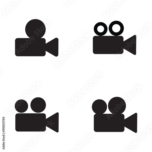 Video camera symbols for movie production, cinema, and digital recording.