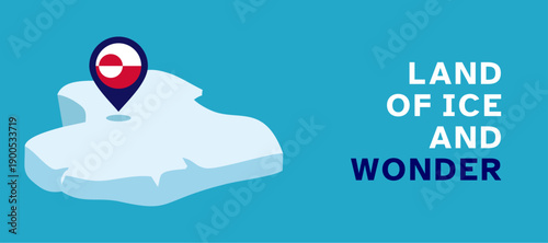  Icelandic landscape with map pin on glacier ice