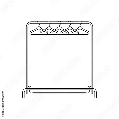 A minimalist clothing rack with hangers on a white background