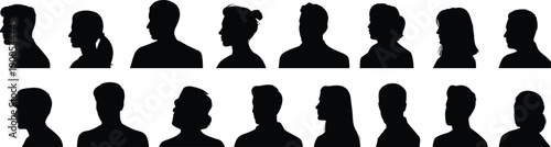 headshot, profile, silhouette, avatar, identity, vector, illustration, black, person, human, man, woman, face, character, anonymous