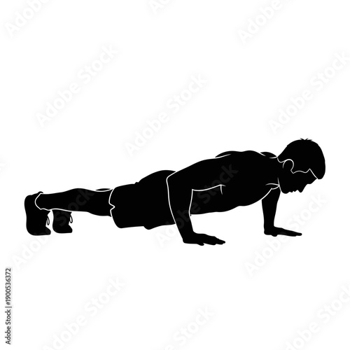 Black silhouette of a person performing a push-up, representing core strength, fitness, and effective bodyweight exercise