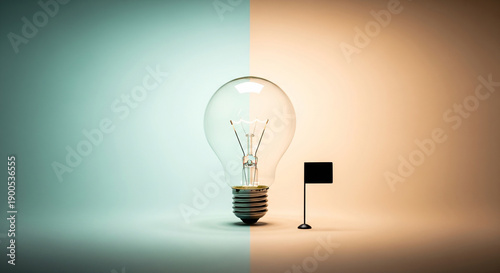 A split-screen concept with a light bulb and a flag, a perfect abstract design for national ideas, innovation, or political campaigns