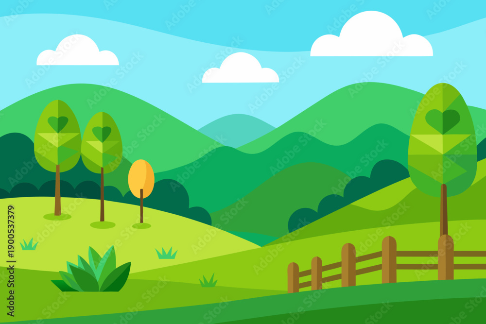 Obraz premium Bright Summer Meadow Flat Vector