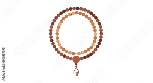 Brown Beaded Mala Necklace with Tassel on White Background